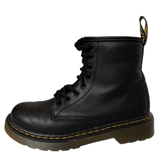 Dr. Martens Junior 1460 Softy T Black Leather Lace Up Boots Unisex Size 1 - Picture 1 of 12